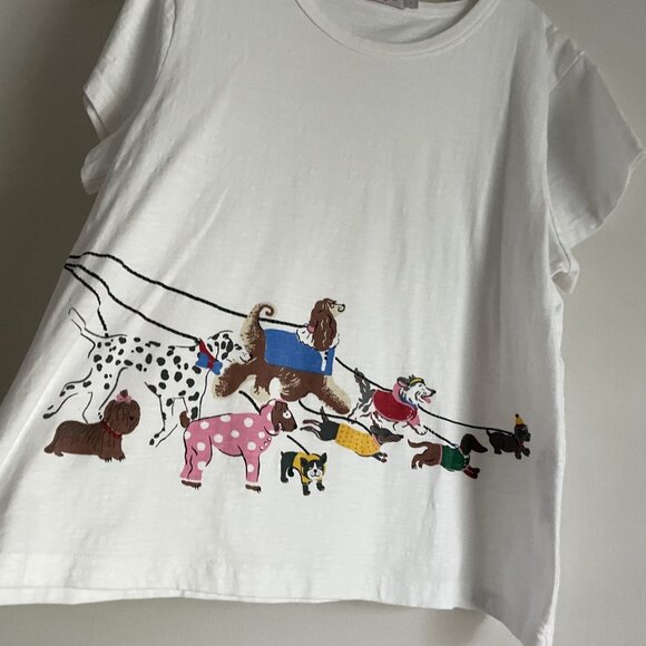 Cath Kidston London Pop Art Dog Print Top Size L White Cotton Short Sleeve Tee - Picture 6 of 15